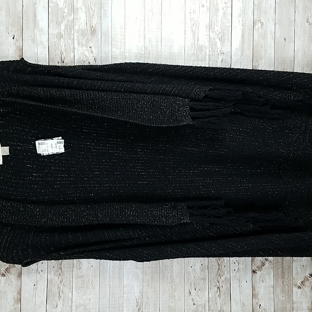 Avenue, Black Chunkie Cardigan with gold Thread shimmers, sweater, Sz 14/16 - Picture 7 of 11
